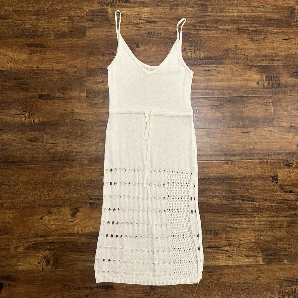 White Crochet Knit Beach Cover Up Dress